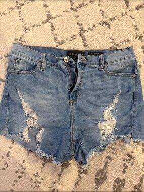 Kendall & Kylie Medium Blue Distressed Denim Cutoff Shorts